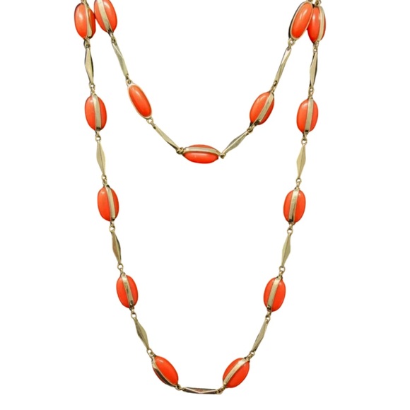 J. CREW • Orange Bead Long Layering Necklace